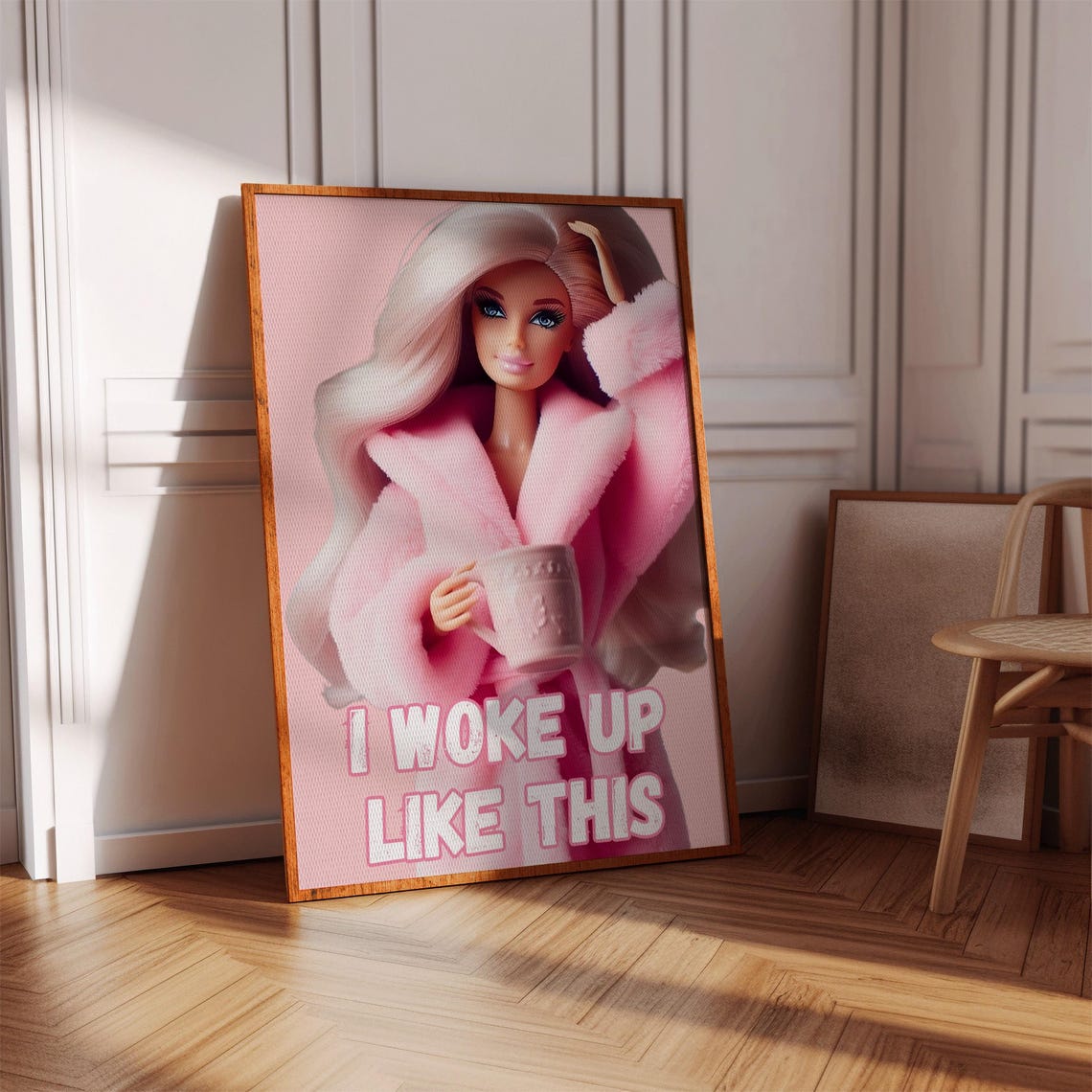 Blonde Doll I Woke Up Like This Quote Pink Glam Wall Decor Poster