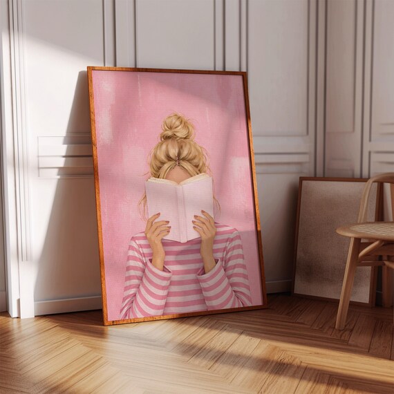 Woman Reading Print, Soft Girl Cozy Decor