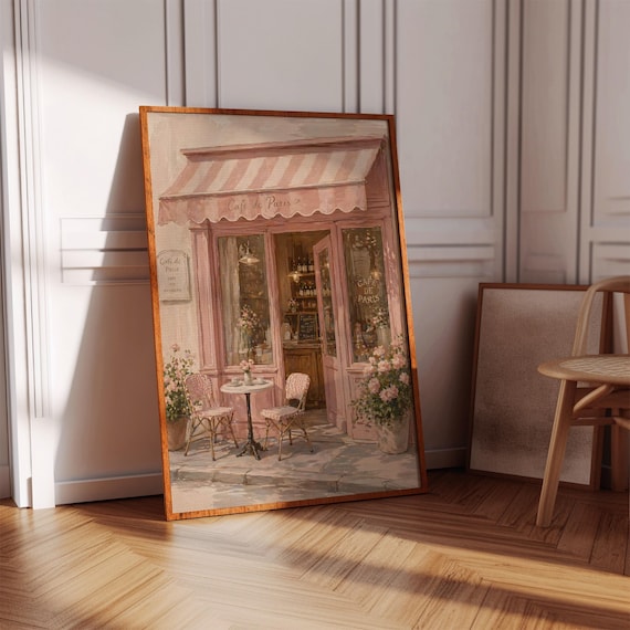Cafe de Paris Pink Storefront Watercolor Paris Street Poster