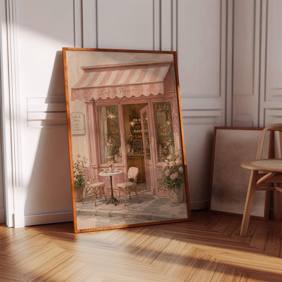 Cafe de Paris Pink Storefront Watercolor Paris Street Poster