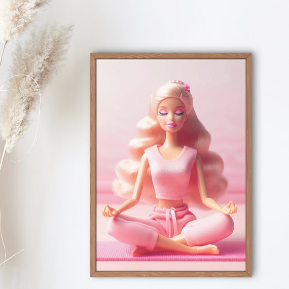 Pink Meditation Doll Poster Girly Spiritual Wall Art Digital Download