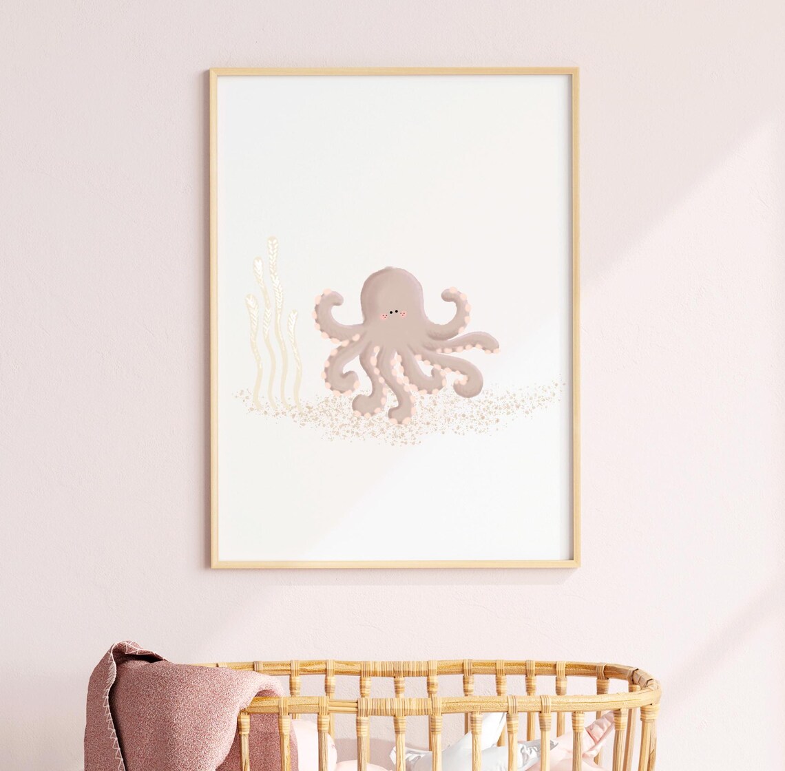 Octopus Nursery Art, Pastel Under The Sea Print