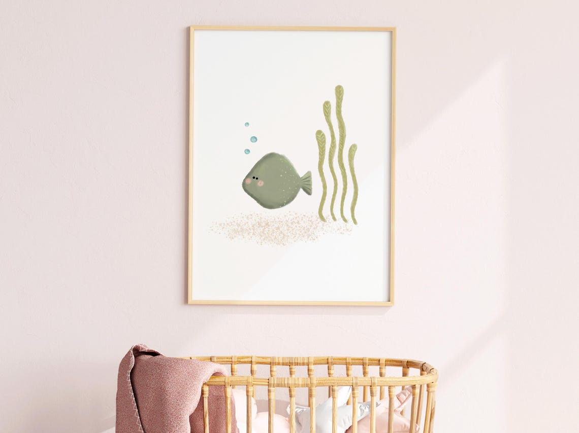 Fish Picture Nursery Print Sea Theme Ocean Deco Nautical Wall Art Beach Baby Room Artwork - Image 2
