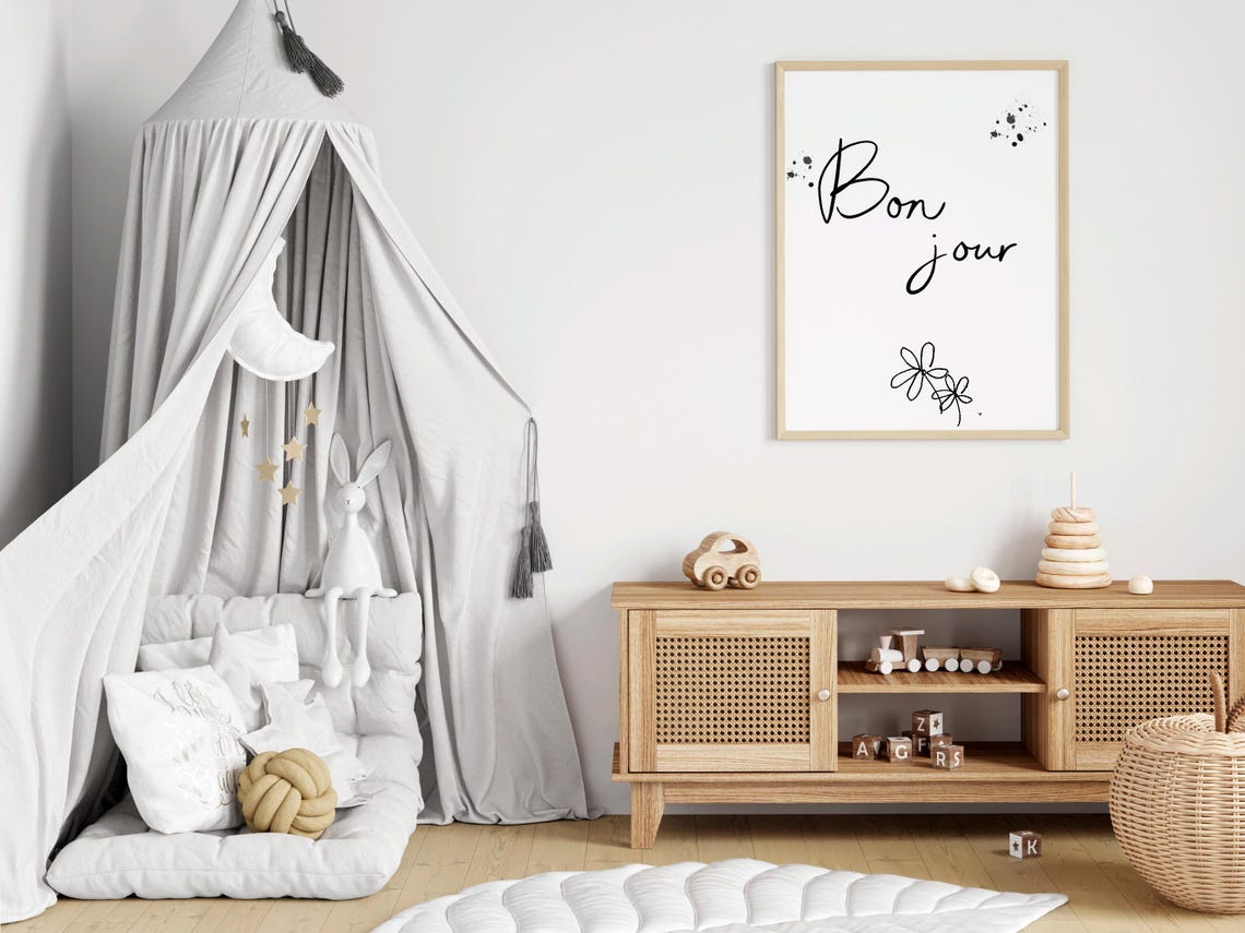 Bon Jour Paris Artwork Nursery Art French Cafe Wall Print Theme Decor Inspired - Image 2