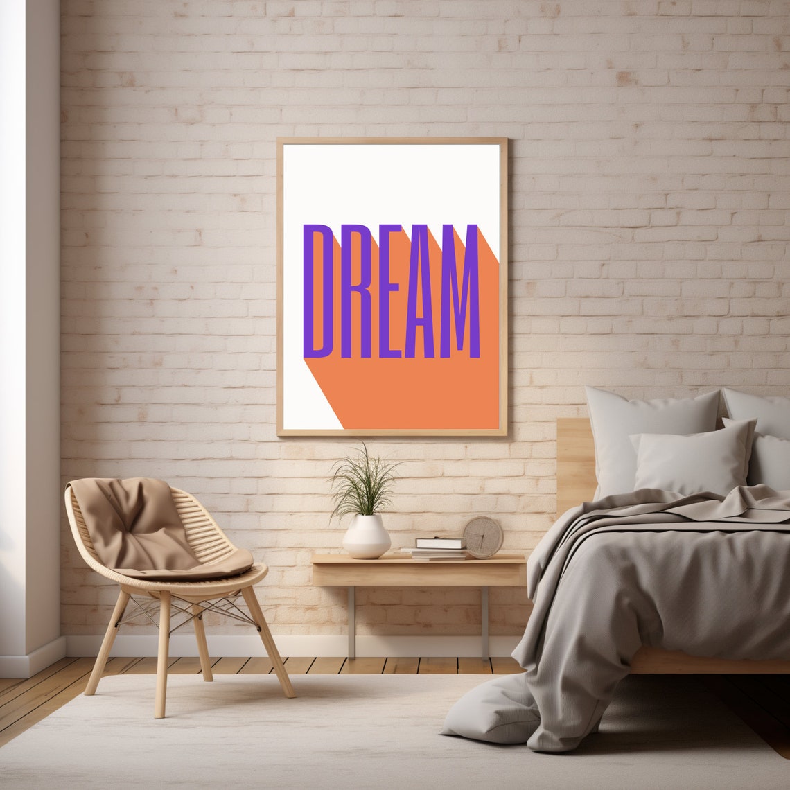 Dream Bold Retro Typography Purple Orange Modern Home Decor Print - Image 4