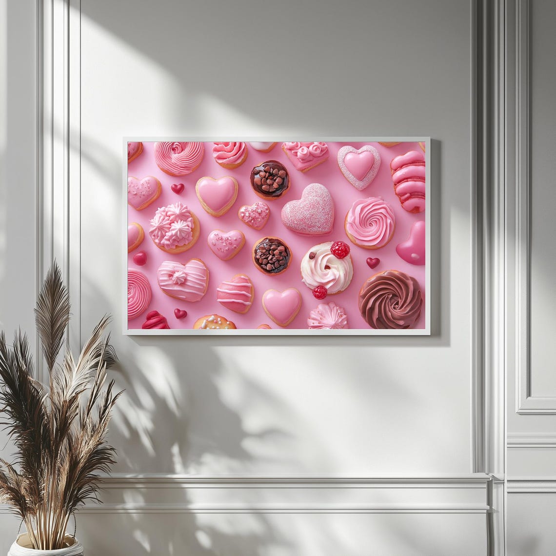 Pink Heart Pastries Valentines Day Pattern Cookies Art TV Poster - Image 4