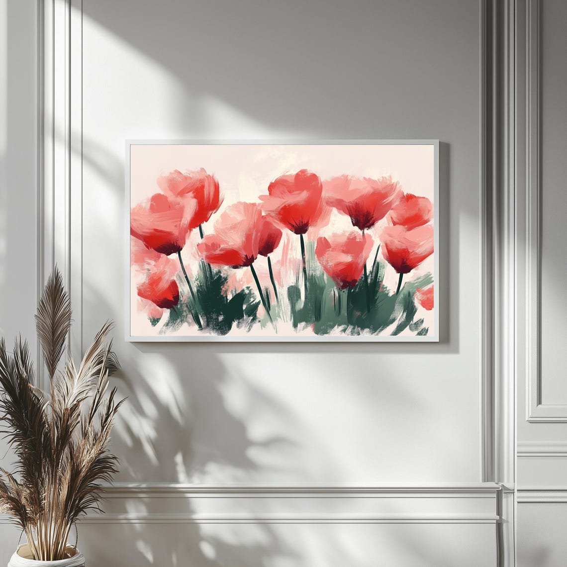 Red Abstract Flowers Bold Brushstroke Spring Floral Painting Poster - Image 4