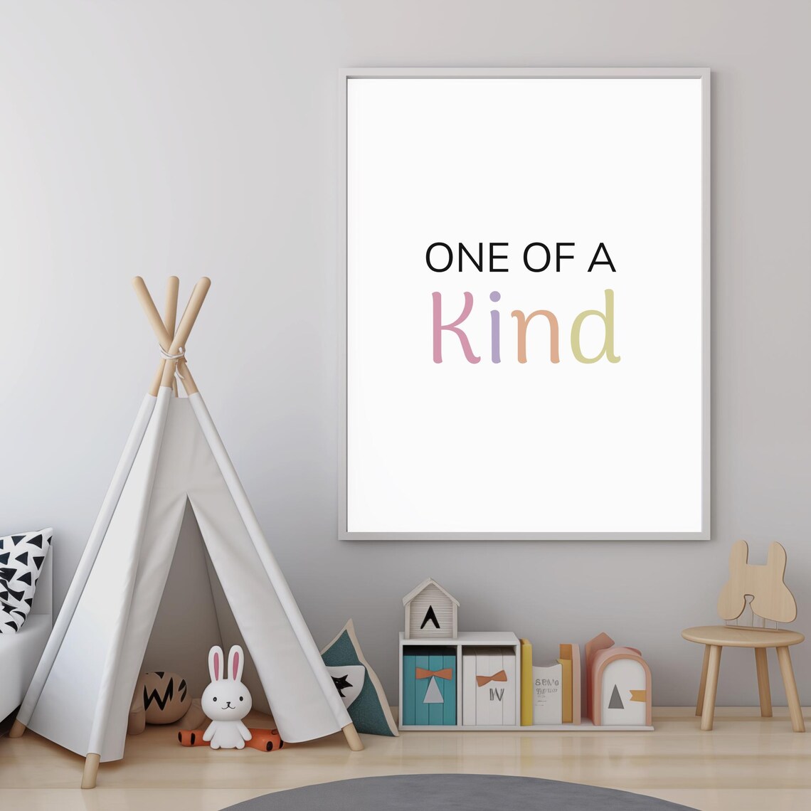 One Of A Kind Pastel Quote Nursery Minimalist Wall Art Poster - Image 5
