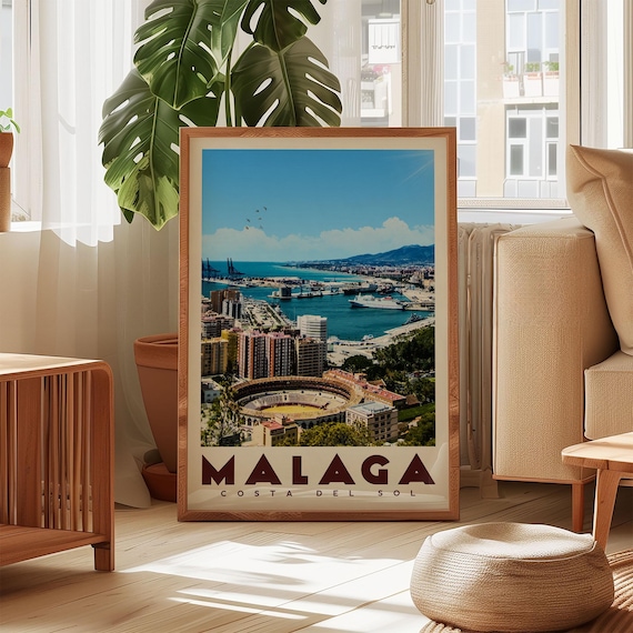 Malaga Spain Vintage Travel Poster Art Print