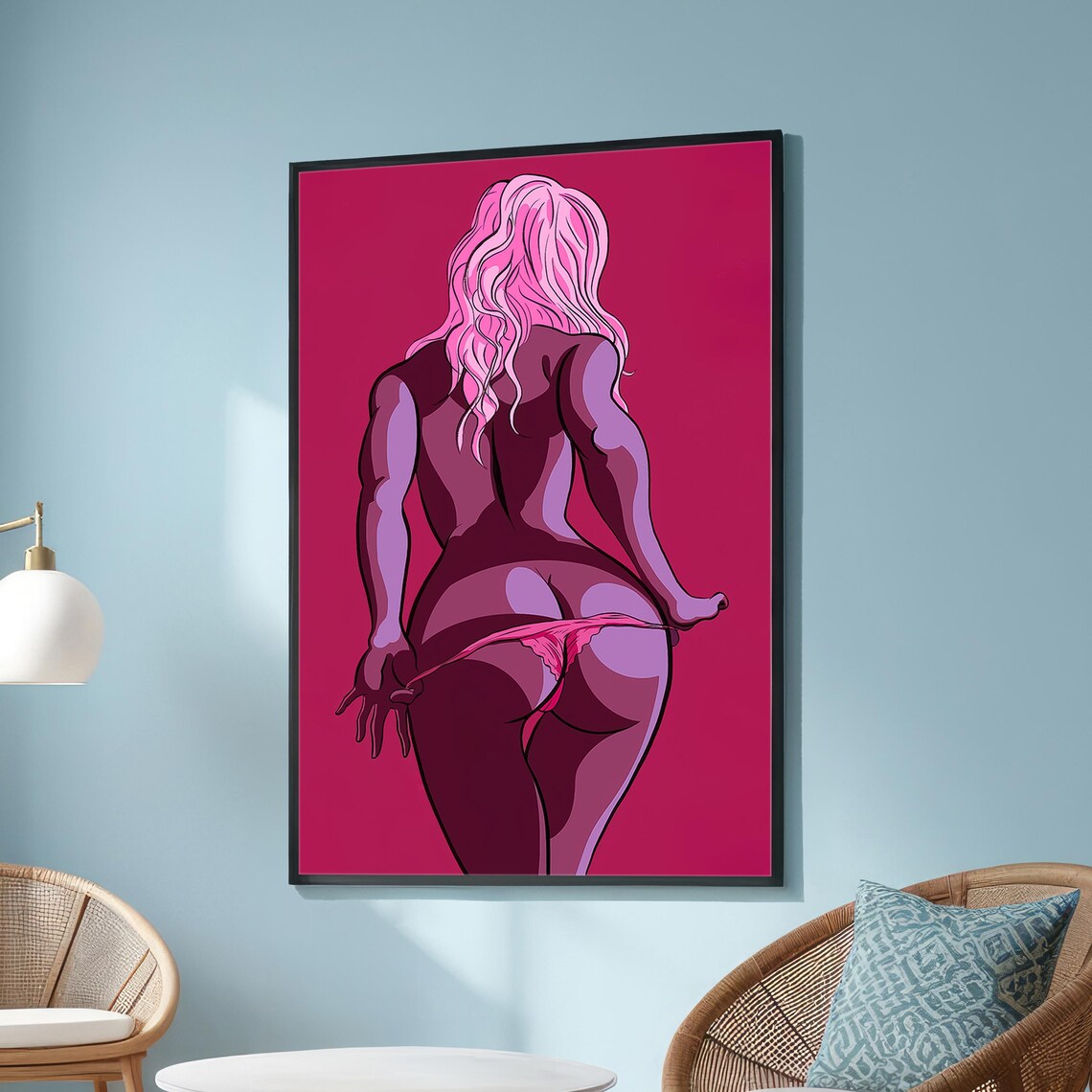 Bold Pop Art Woman in Pink, Contemporary Decor