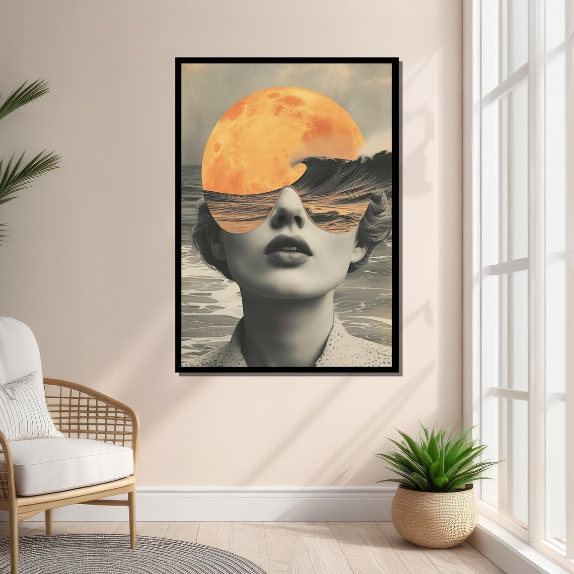 Surreal Woman With Ocean And Moon Reflection - Image 4