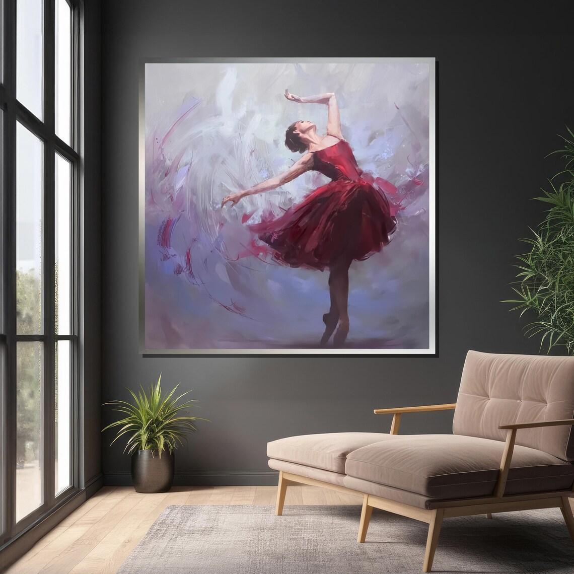 Elegant Ballerina In Red, Graceful Ballet Dance Art - Image 4