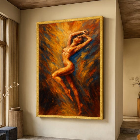 Abstract Nude Woman Canvas Expressionist Figurative Wall Art Modern Body Painting Sensual Home Decor Artwork