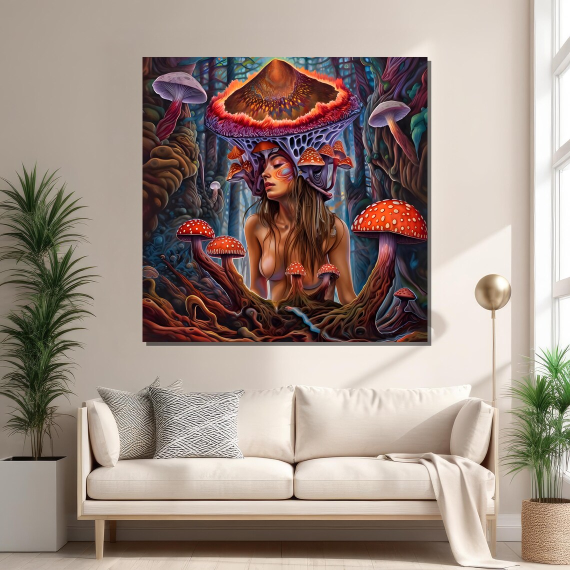 Surreal Woman And Mushroom Fusion, Psychedelic Art - Image 2