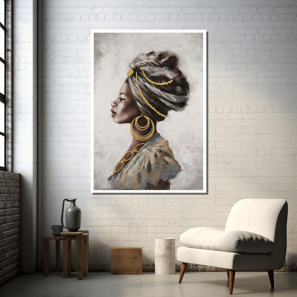 Elegant African Woman Portrait, Modern Ethnic Decor - Image 3
