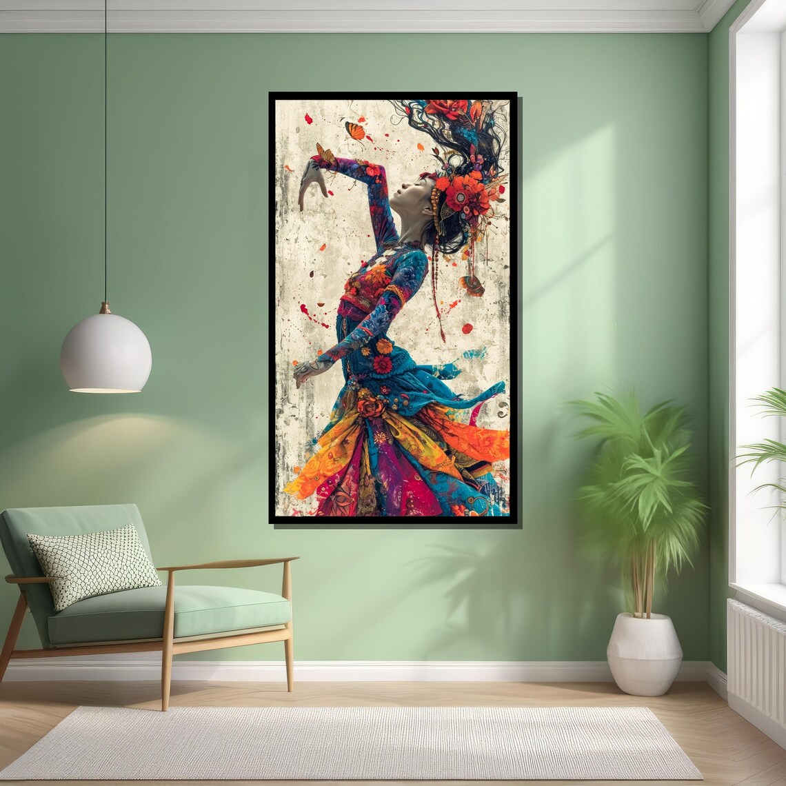 Dancing Woman With Floral Dress, Art Nouveau Print - Image 6