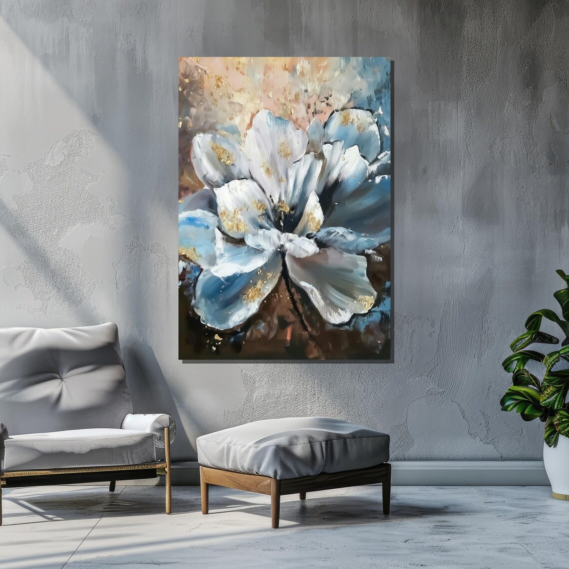 Abstract White Flower, Impressionist Floral Art Print - Image 2
