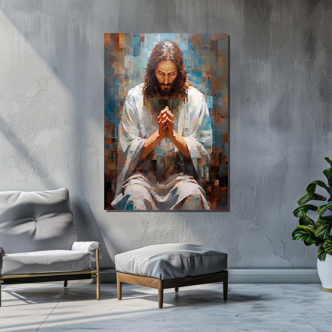 Jesus Christ Praying - Contemporary Religious Painting - Image 2
