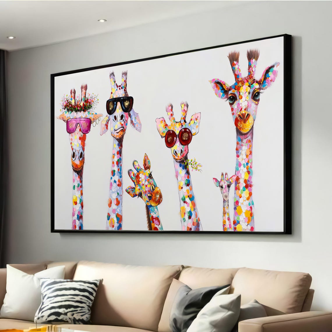 Colorful Giraffe Retro Travel Poster