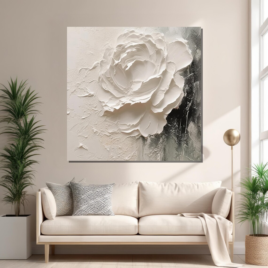 White Rose Art Print, Minimalist Floral Decor - Image 2