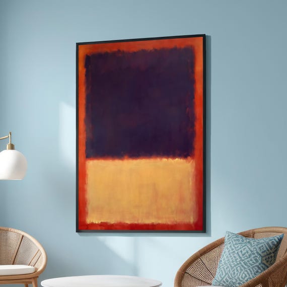 Mark Rothko Inspired Abstract Dark Blue Andbeige Color Block Painting Large Minimalist Canvas Art For Living Room Warm Wall Decor