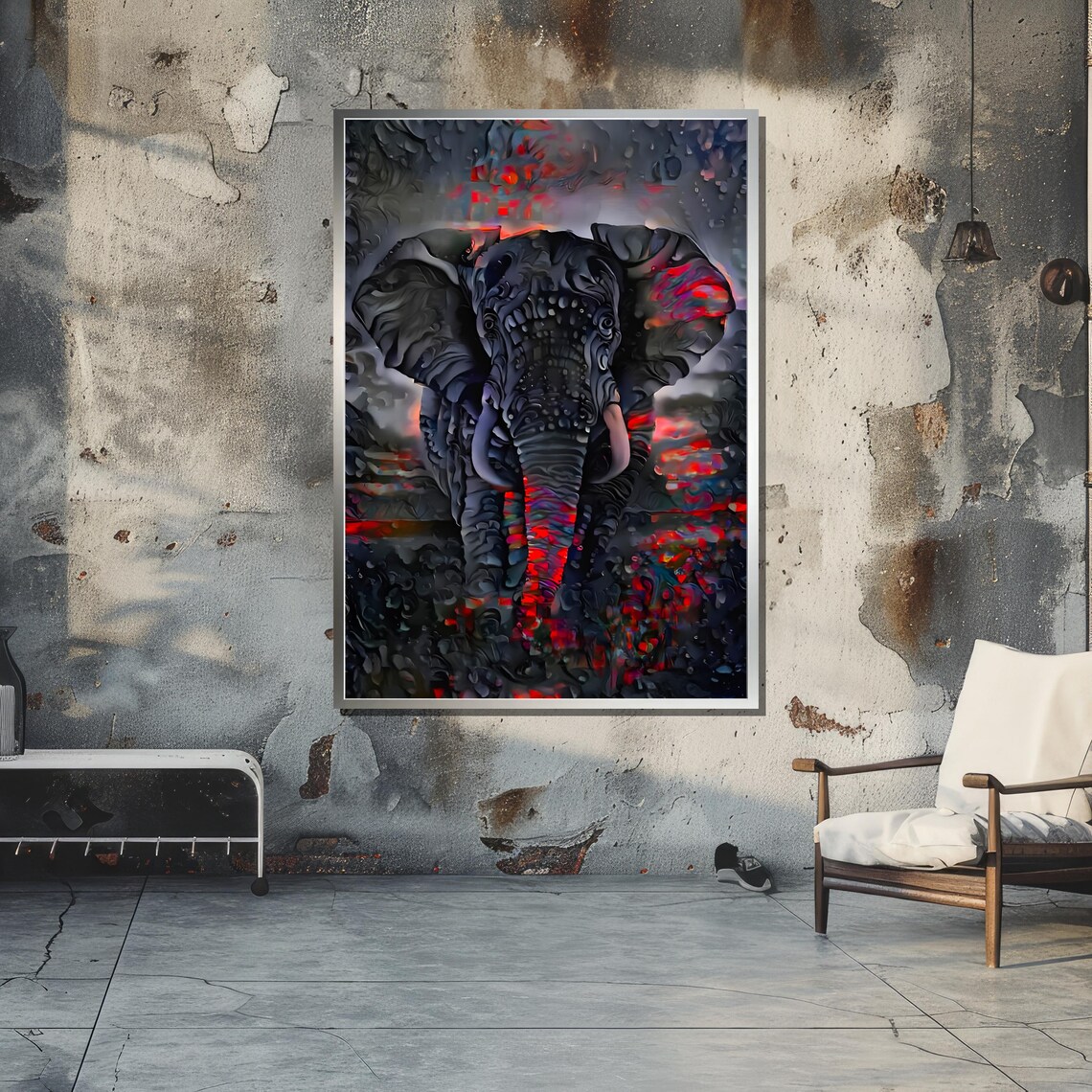 Abstract Elephant Art Print, Surreal Wildlife Decor - Image 3