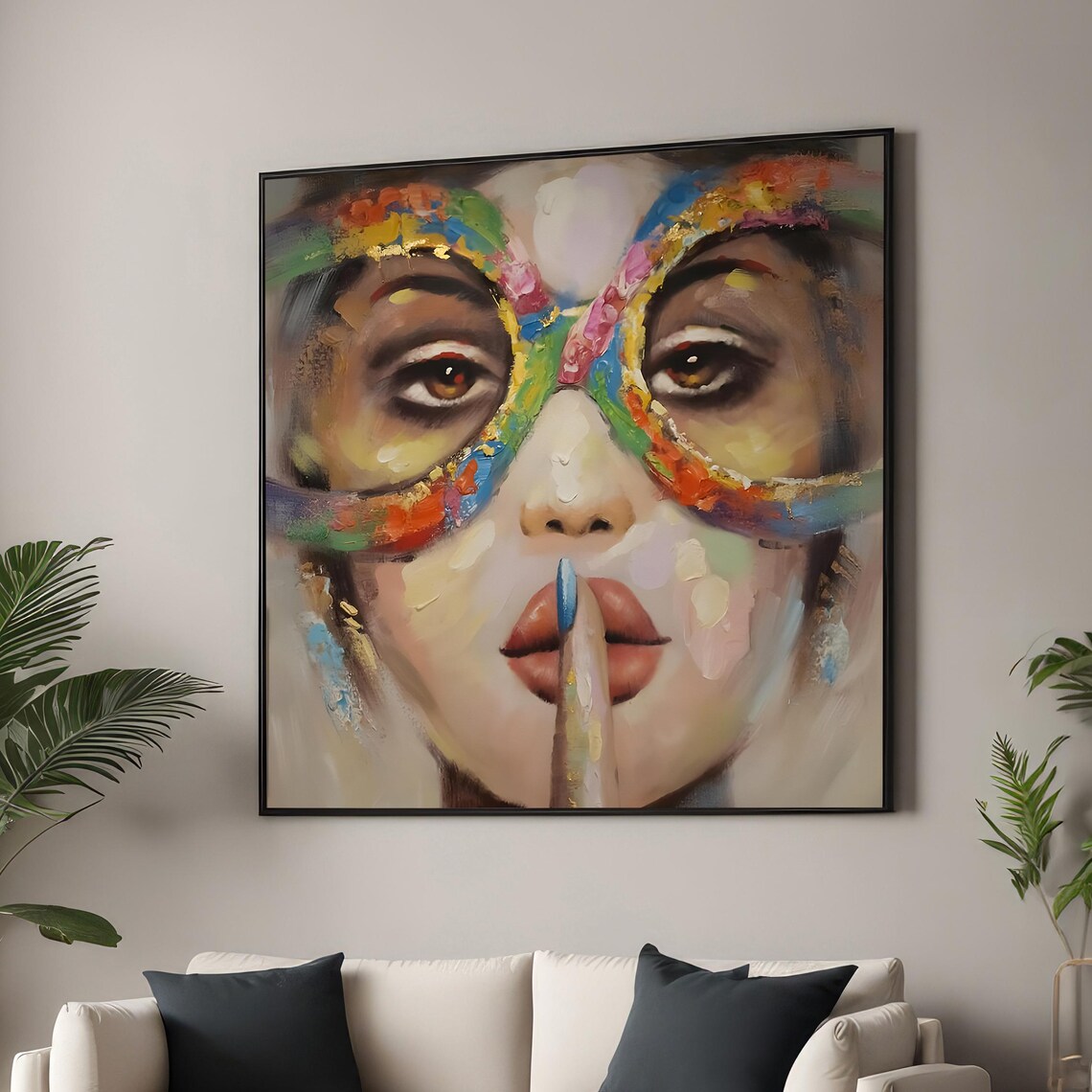 Colorful Abstract Woman Portrait Paint Splash Glasses Poster