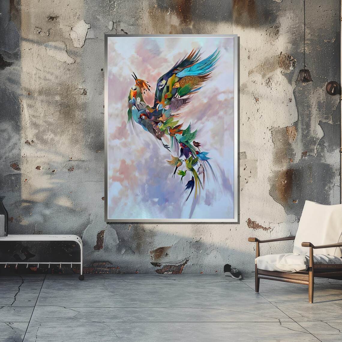 Colorful Bird Phoenix Painting, Surreal Nature Art - Image 5