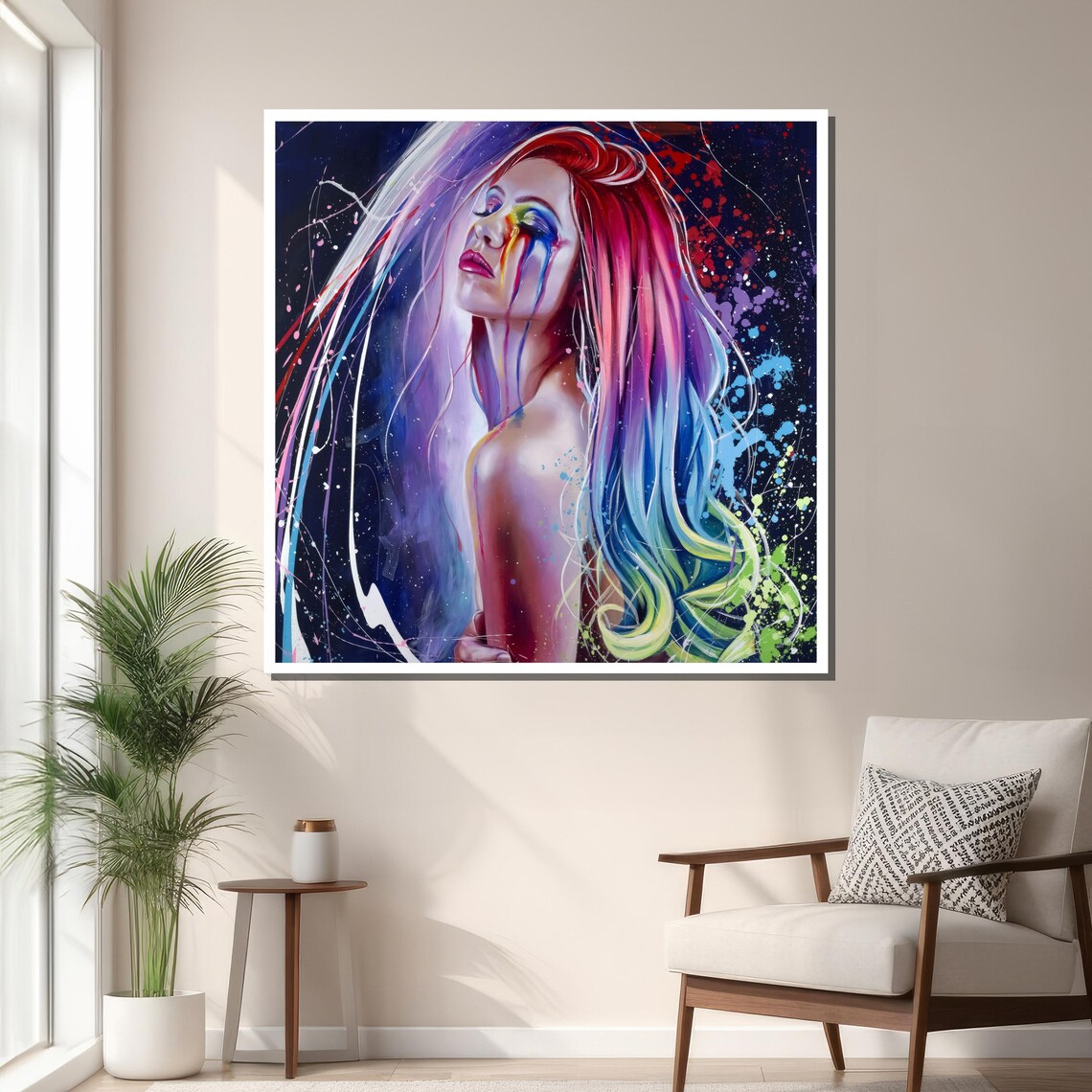 Rainbow Spirit Print, Expressive Woman Portrait - Image 3
