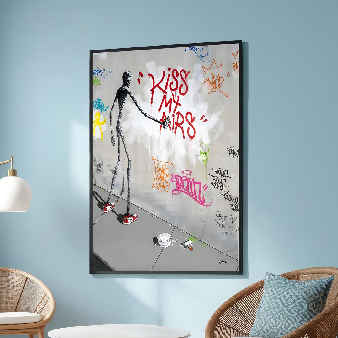Kiss My Airs Graffiti Wall Surreal Spray Paint Street Art Poster