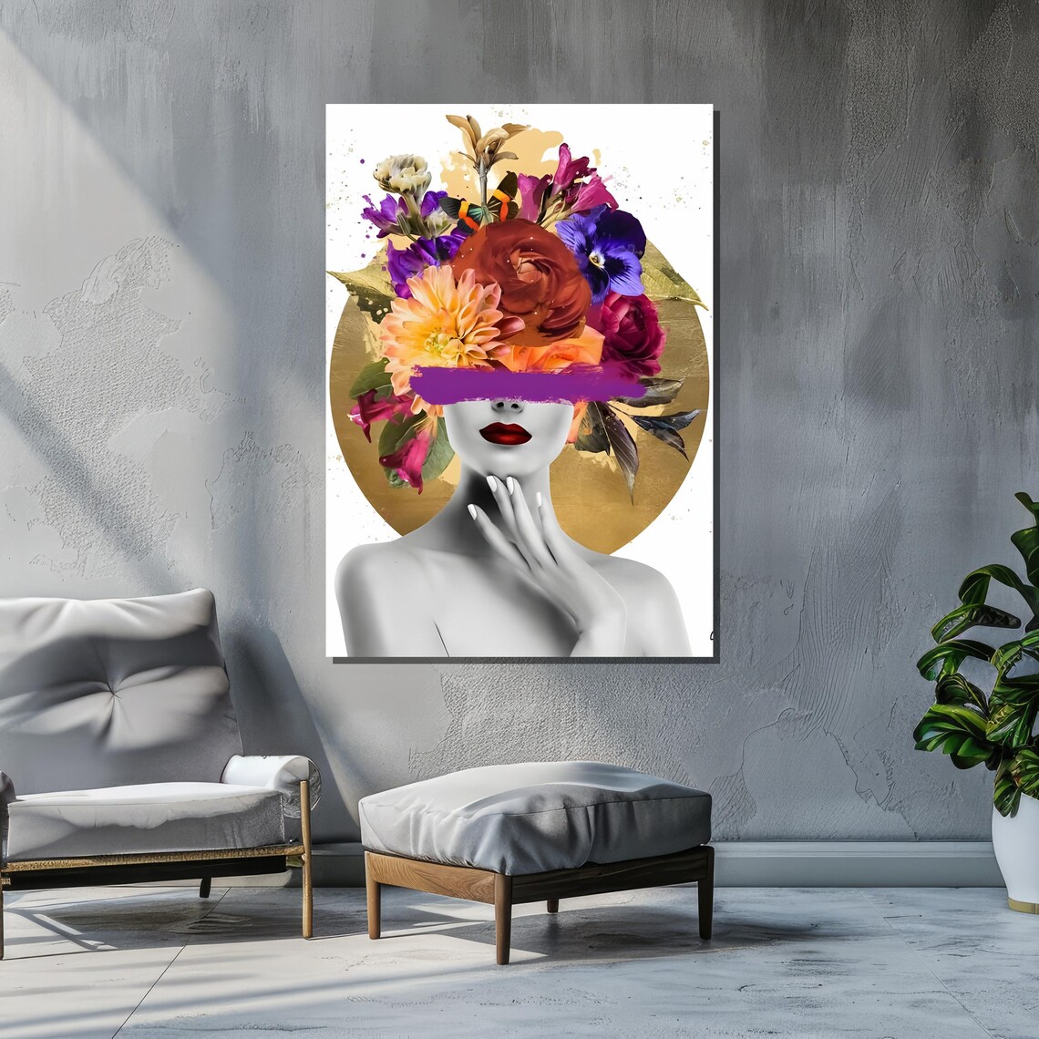 Surreal Floral Woman Abstract Modern Art - Image 2
