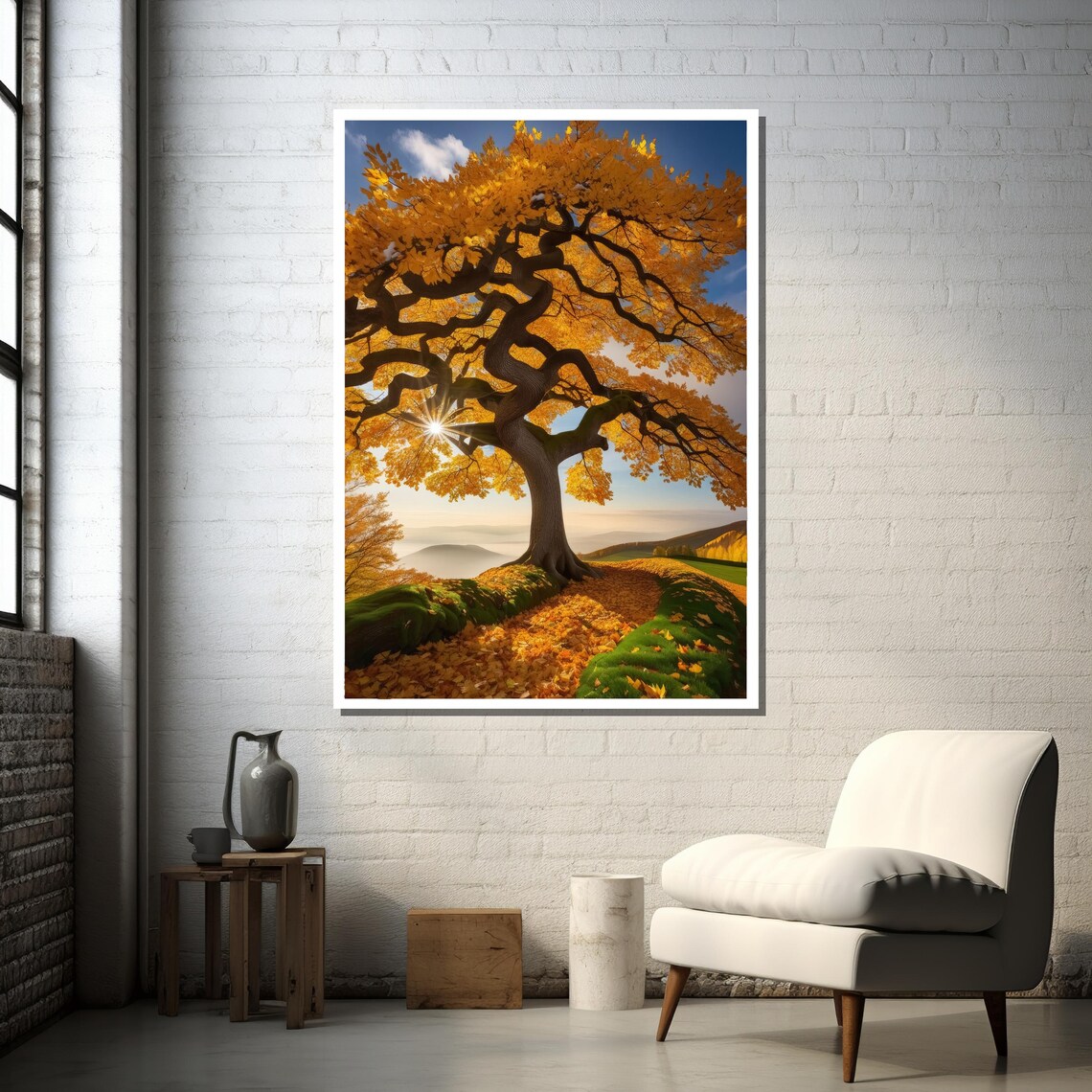 Majestic Golden Tree With Twisted Branches, Autumn Landscape - Image 3