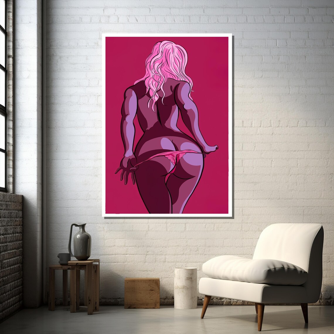 Bold Pop Art Woman in Pink, Contemporary Decor - Image 3