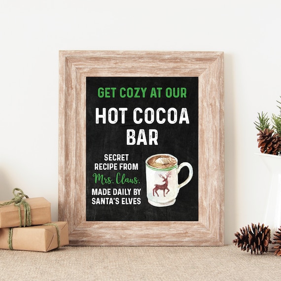 Get Cozy At Our Hot Cocoa Bar Mrs Claus Chalkboard Christmas Party Poster