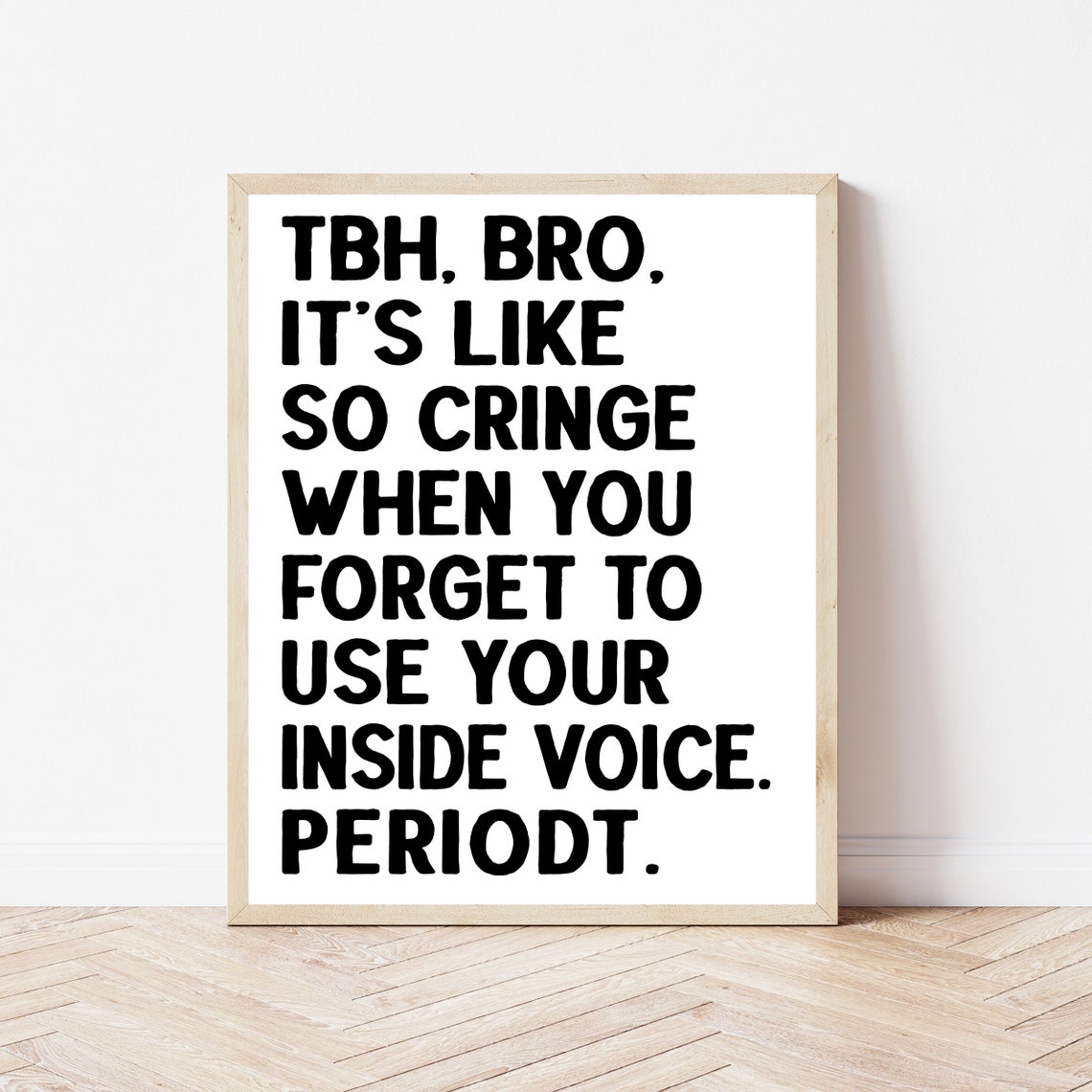 Funny Classroom Poster Inside Voice Rule Bold Typography Gift