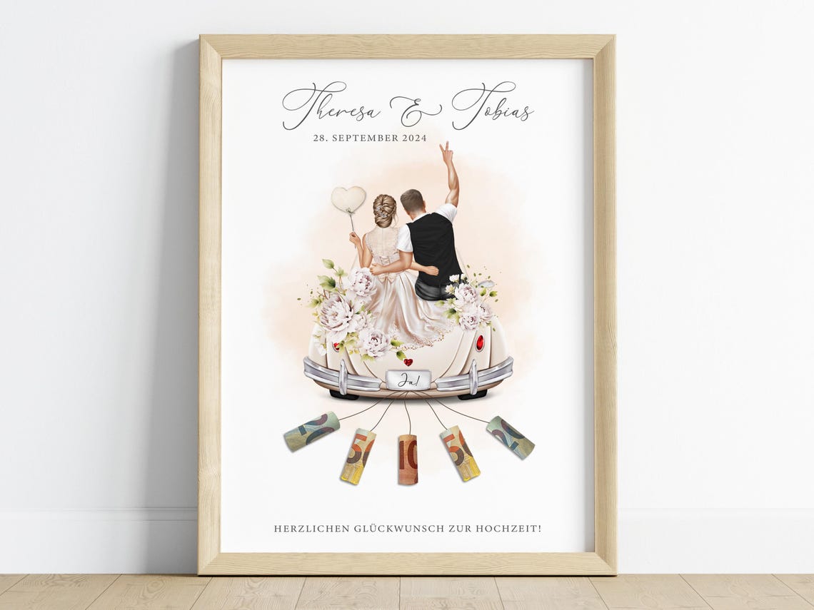 Money Gift With A Car For The Wedding Bride And Groom Gift Wedding Car Gift Pdf Personalized Gift Money Gift