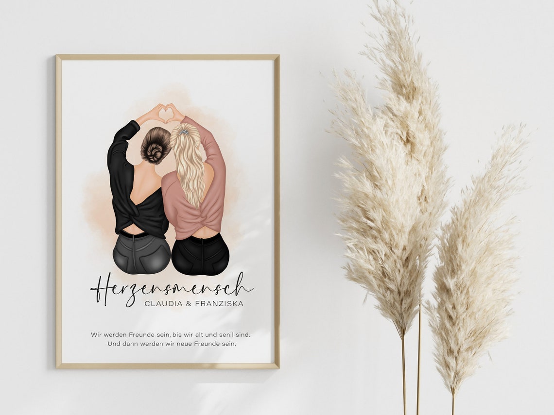 Personalized Herzensmensch Two Friends Heart Hands Quote Poster