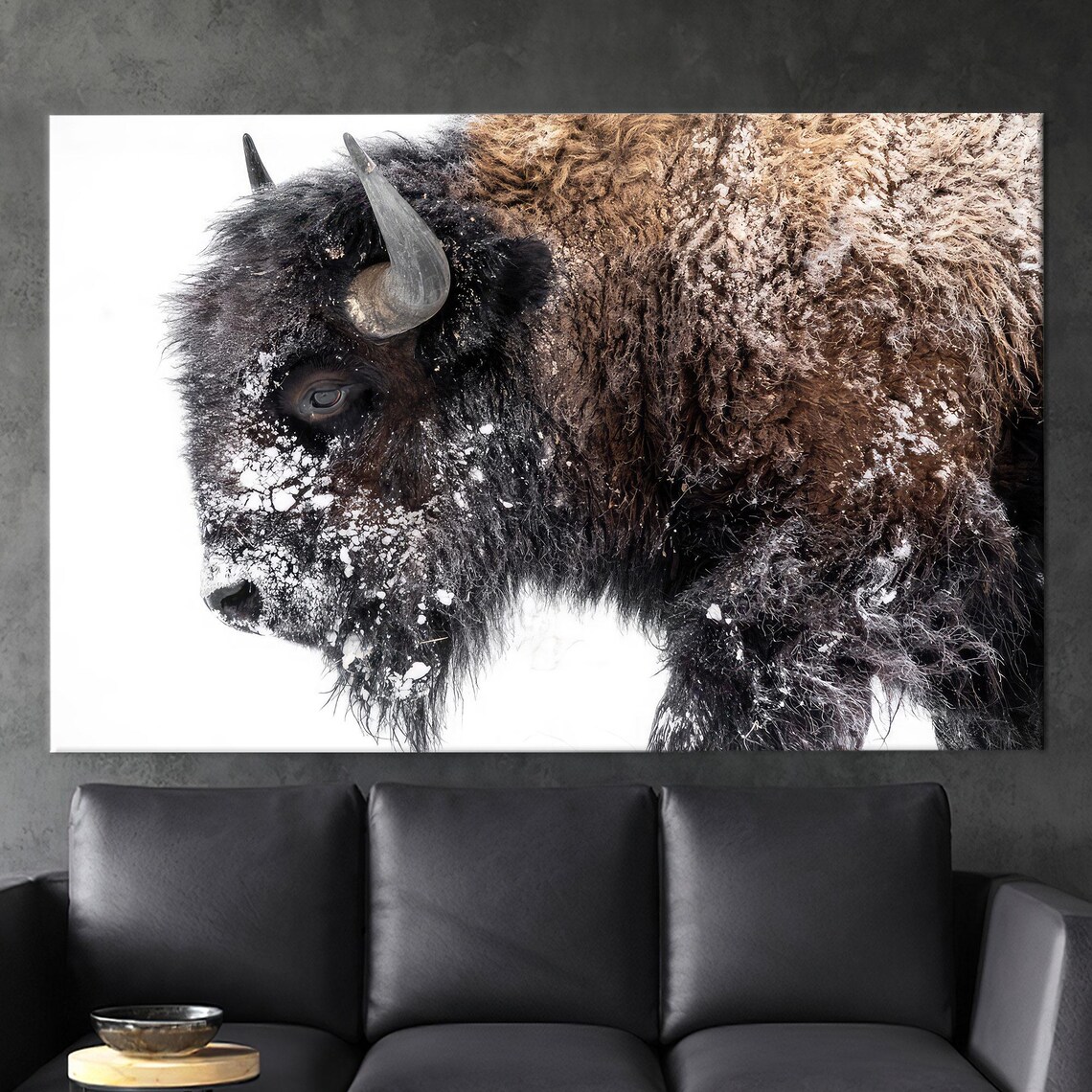 American Bison In Snow Close Up Portrait Winter Wildlife Poster