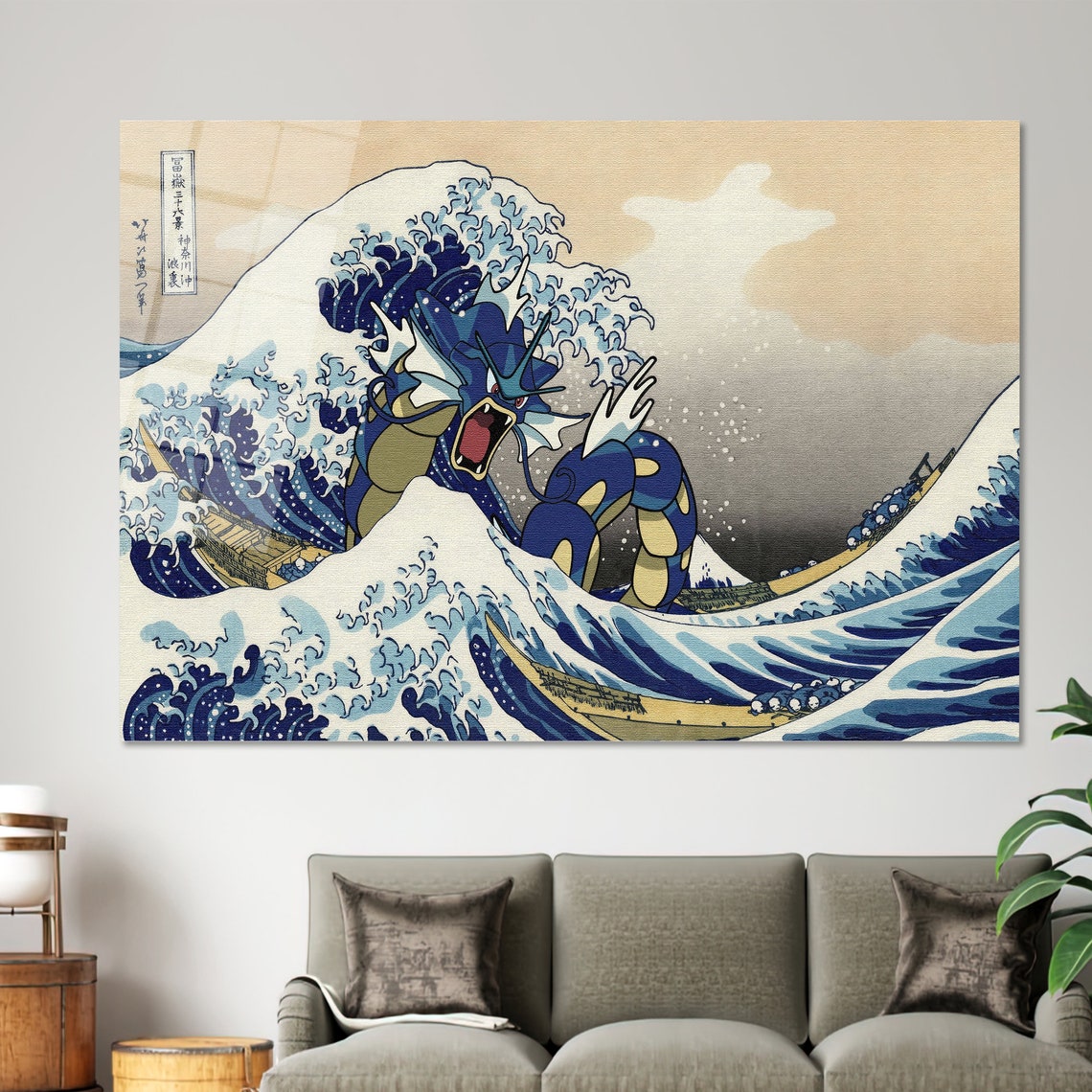 Gyarados In The Great Wave Off Kanagawa Japanese Woodblock Art Poster - Image 2