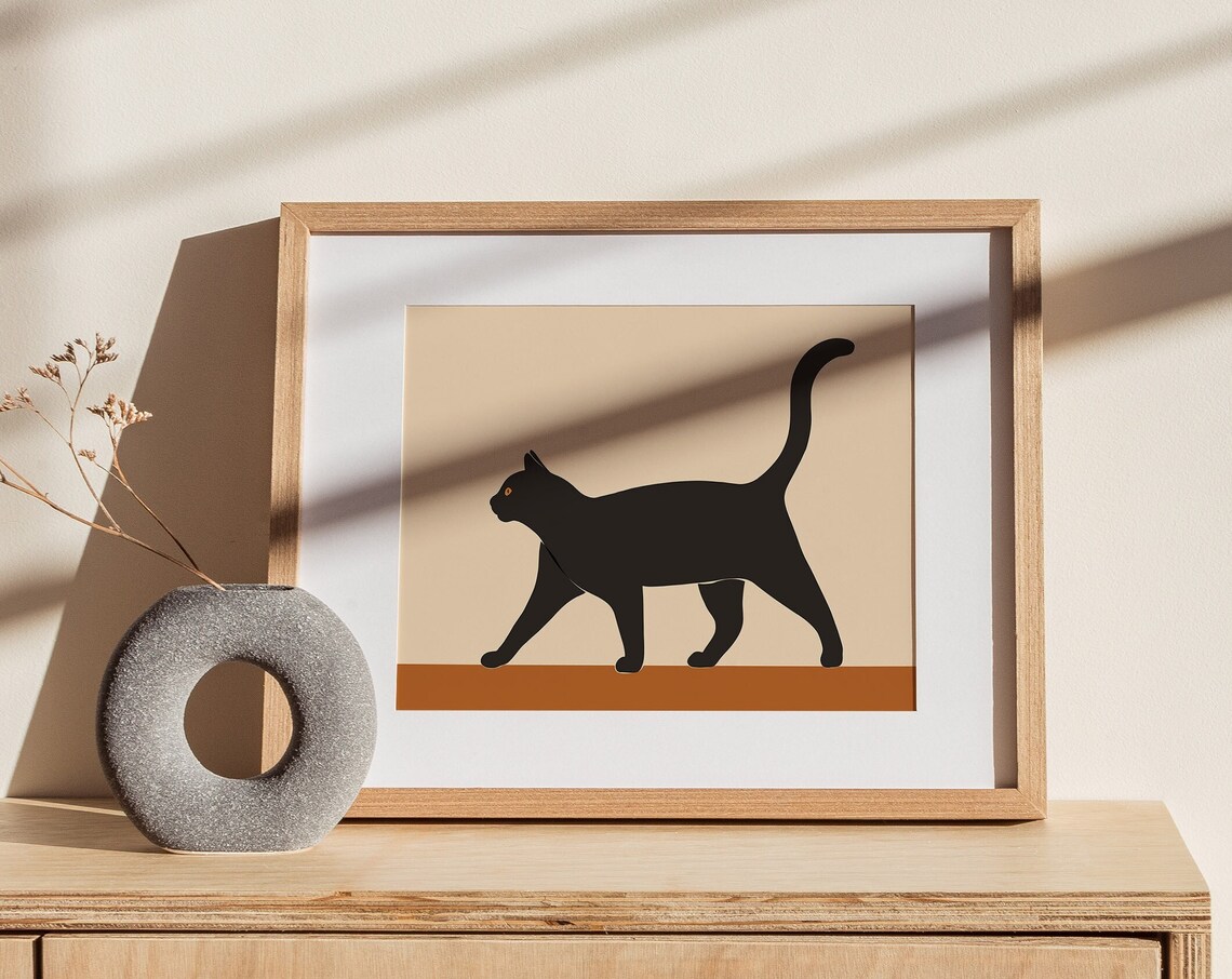 Black Cat Halloween Poster, Modern Bohemian Art Print - Image 3