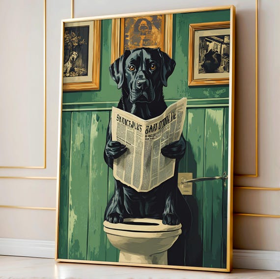 Bathroom Dog Print Funny Posters In Toilet Wall Decor Room Art Poster