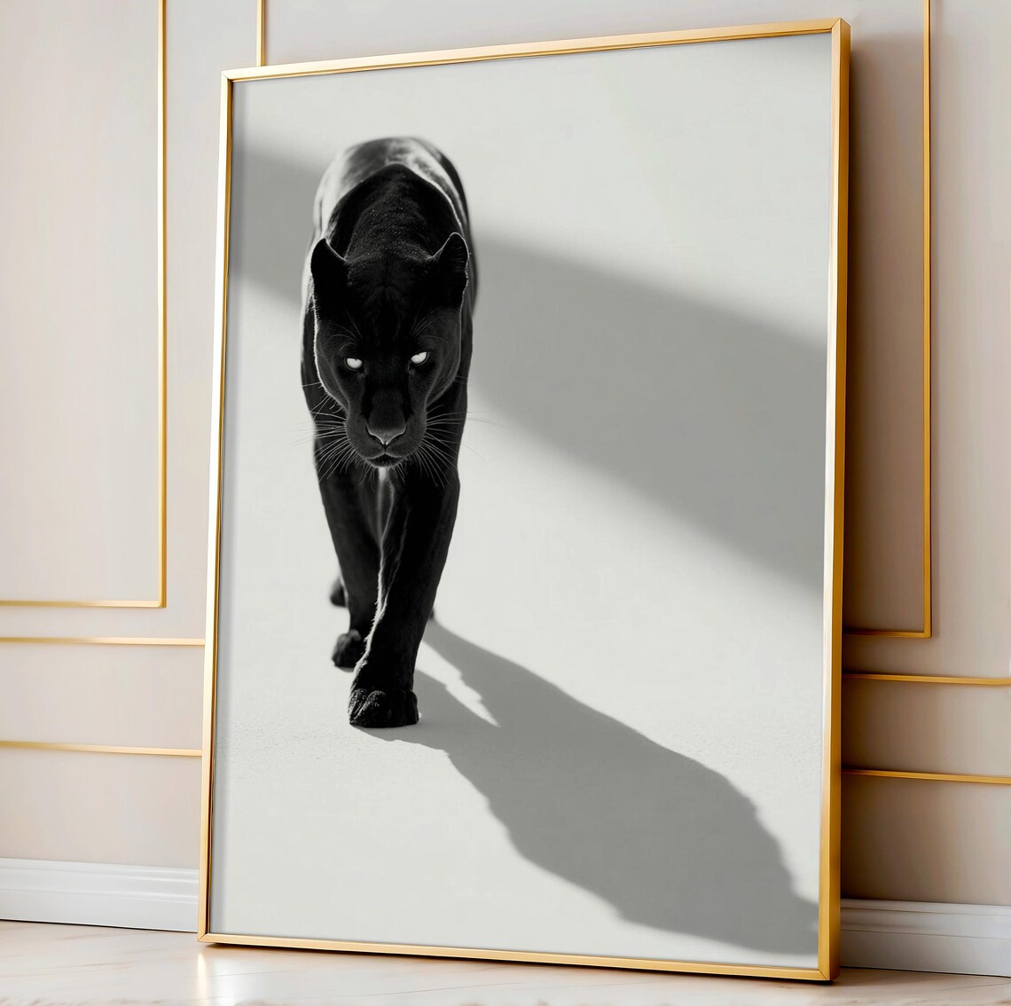 Black and White Panther Minimalist Art Print