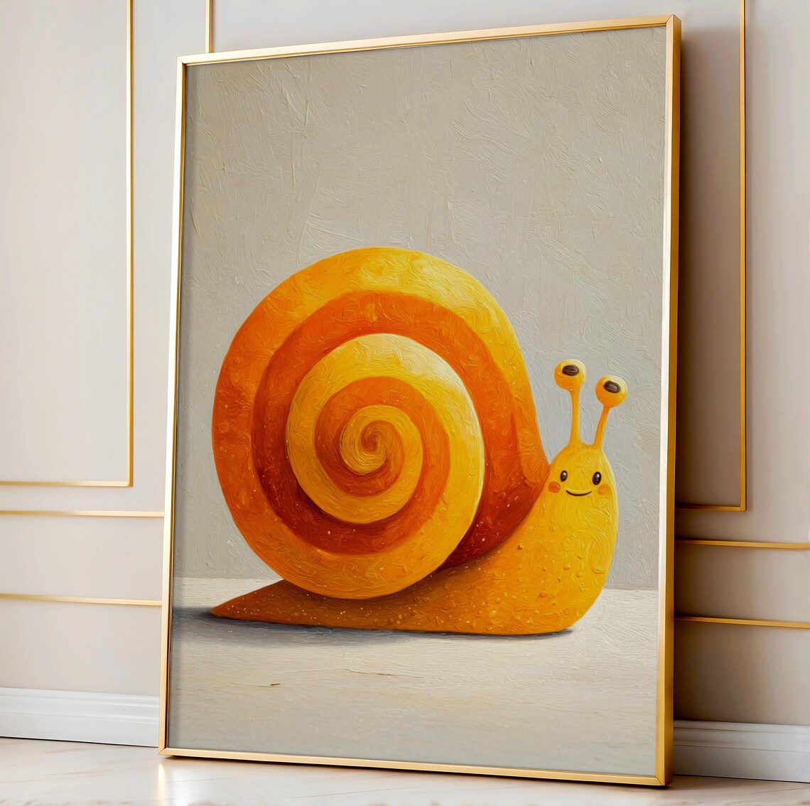 Whimsical Snail Art Print Cozy Minimal Animal Illustration Quirky Spiral Shell Decor For Nursery Bathroom Or Kitchen Wall