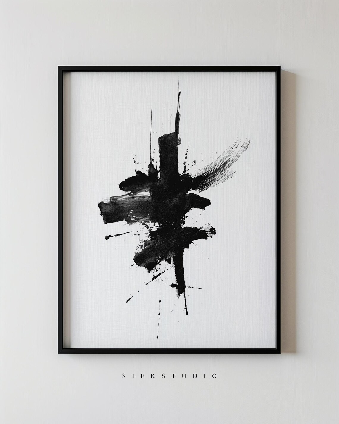 Abstract Black And White Minimalist Ink Splatter Art Print