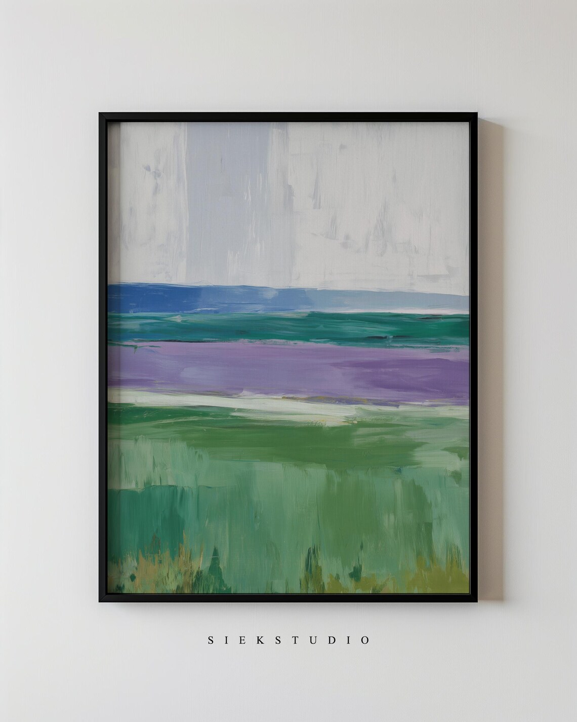 Minimalist Abstract Landscape Green and Purple Horizon Color Block Poster