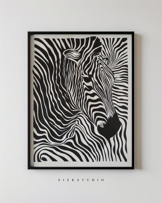 Bold Zebra Abstract Art Print Modern Black And White Stripe Pattern Minimalist Animal Wall Decor Contemporary Geometric Design