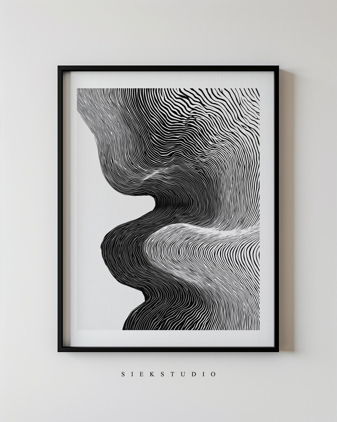 Abstract Line Art Print Black And White Minimalist Geometric Wall Modern Contemporary Decor