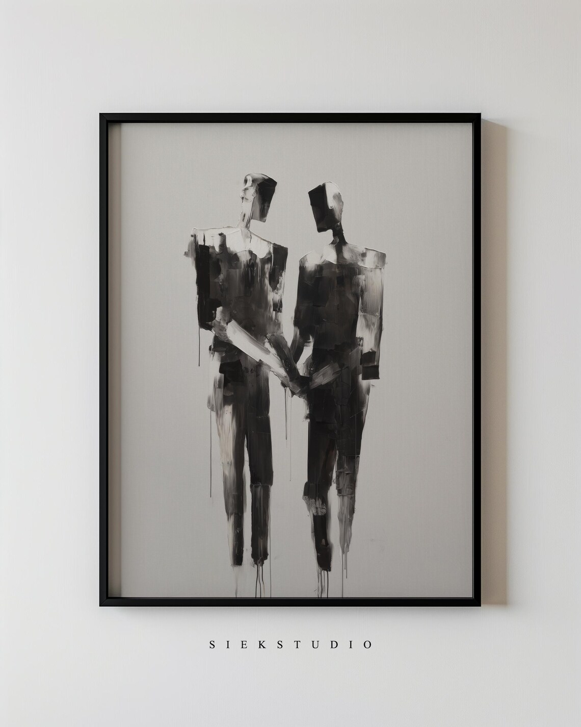 Black And White Figurative Minimalist Abstract Art Modern Living Room Monochrome Wall Decor Contemporary Neutral Artwork 82