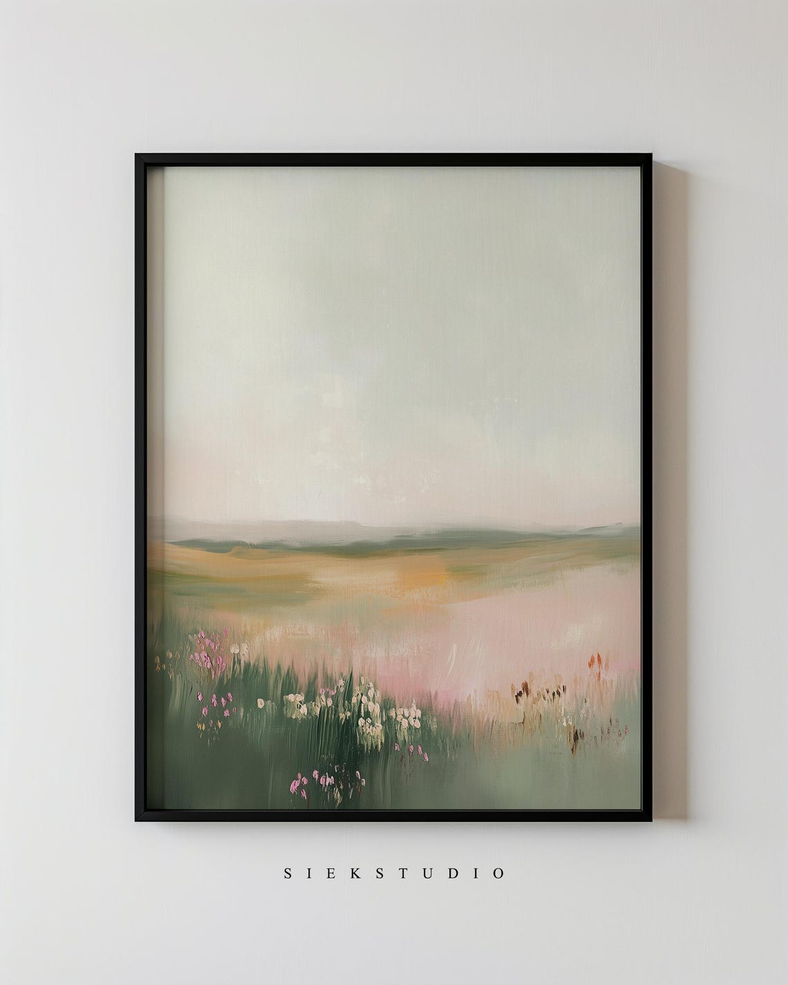 Soft Meadow Wildflower Landscape Minimalist Neutral Art Poster