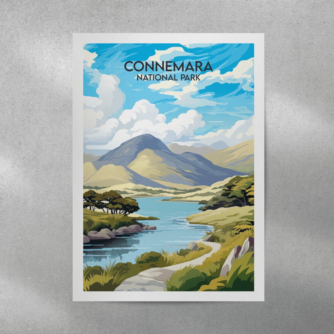 Connemara National Park Ireland Lake Valley Mountains Travel Poster - Image 3